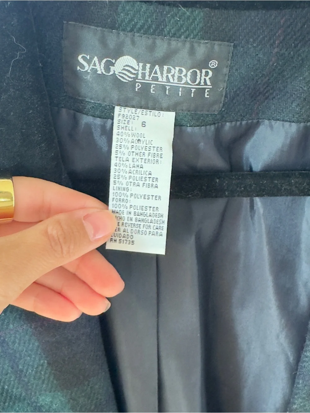 Sag Harbor Navy and Green Plaid Sport Coat